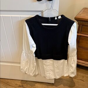 Moth Black and White Layered Top